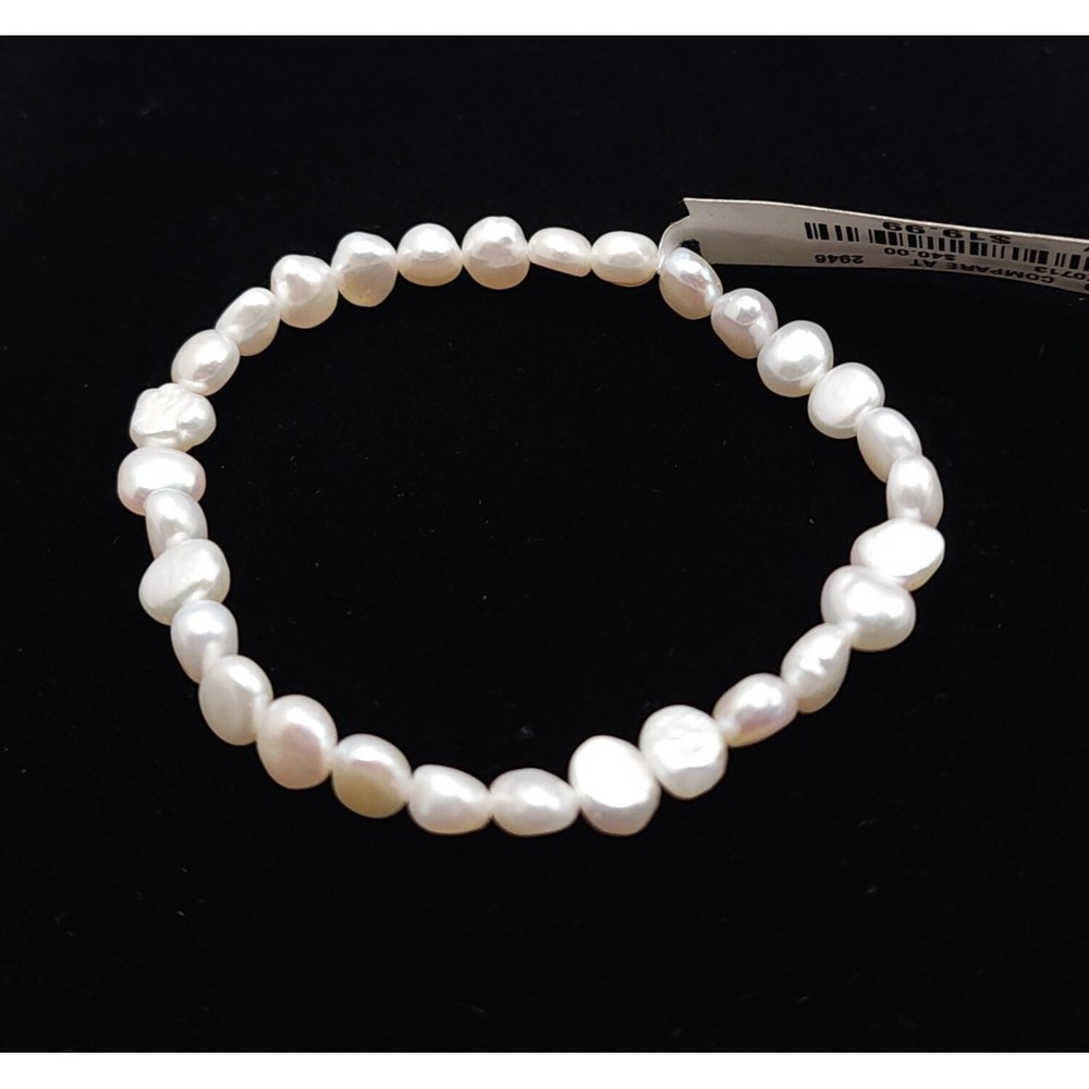White Freshwater Baroque Pearl Stretch Bracelet Natural Pearl New With Tags